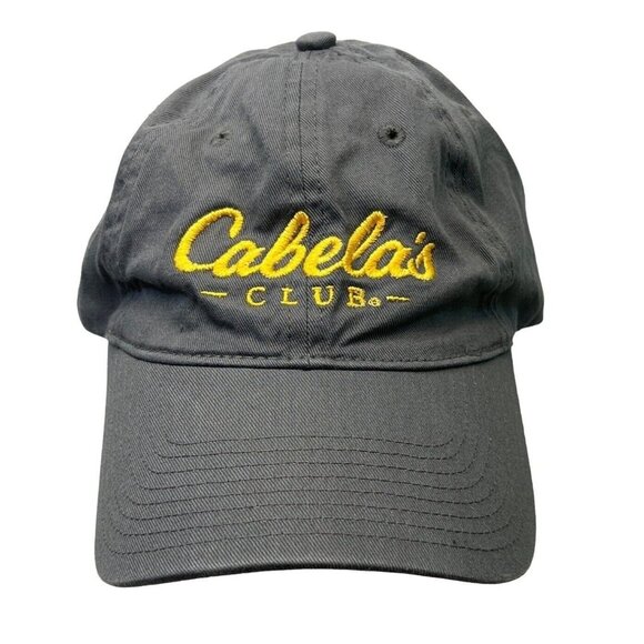 Cabelas Club Gray Hat Adjustable Strapback Gold Logo Embroidered One Size - Picture 7 of 7